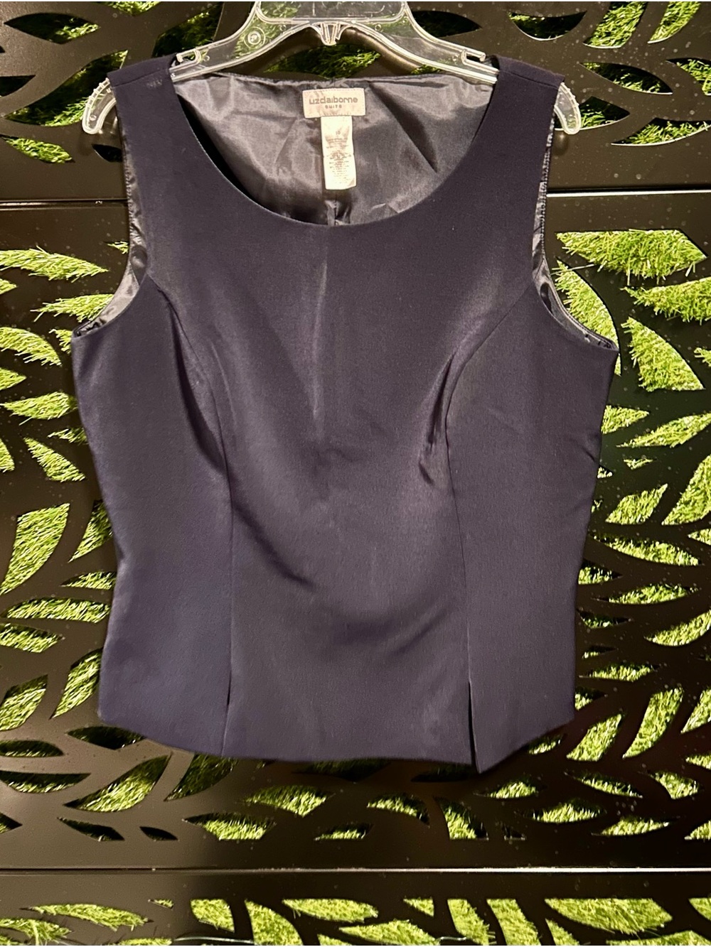 Liz Claiborne Suits Dark Navy Sleeveless Tailored Shell Top, Women's 10